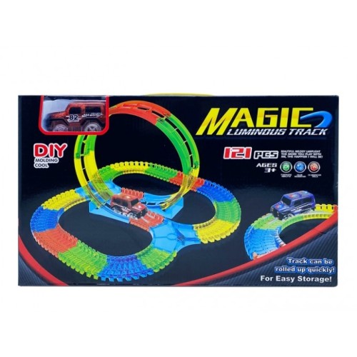 Автотрек "Magic Luminous Track"  на батарейках.121 Деталь.40,5*24,5*7 см.1/36.Арт.YM-813