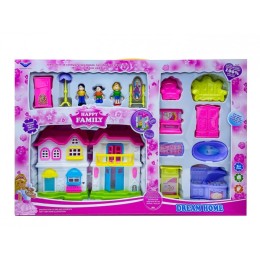 Дом пупсовый "Happy Family" с мебелью средний маленький не музыкальный.60,5*40*7 см.1/24.Арт.1332