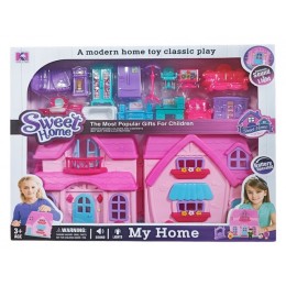 Дом пупсовый музыкальный "Dream Home"с мебелью на 14 предметов.48,5*39*7,5 см.1/20.Арт.88015B