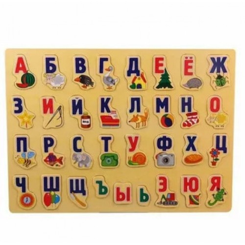 Алфавит-пазл русский деревянный.40*30 см.1/48.Арт.RH600