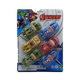 Набор машинок "Avengers" в наборе из 6-ти штук на планшете.26*19 см.1/240.Арт.HY027
