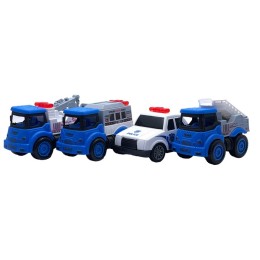 Набор машинок "Полиция" из 4-х штук в пакете.20*18,5 см.1/192.Арт.YM-X37